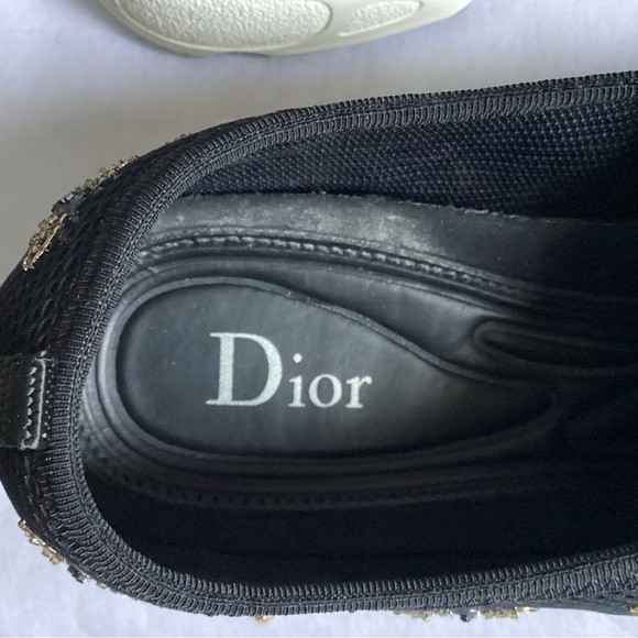 Authentic Dior Black Mesh Bee Embellished Fusion Sneaker, Size 7.5 - Picture 4 of 8